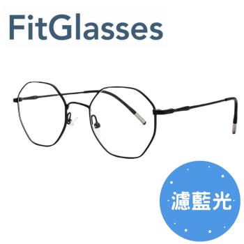 多角造型濾藍光眼鏡 無度數(黑 #88011-C1)