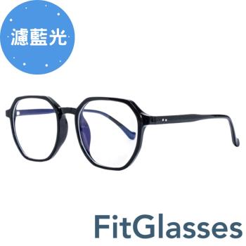 多邊形濾藍光眼鏡 無度數(黑色#8399-C1)