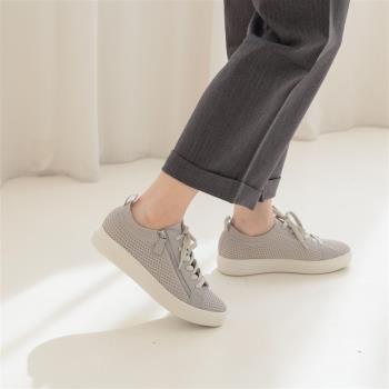 【WYPEX】針織透氣綁帶休閒鞋 懶人鞋 拉鍊帆布鞋