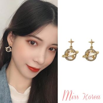 【MISS KOREA】韓國設計S925銀針宇宙星空微鑲美鑽造型耳環
