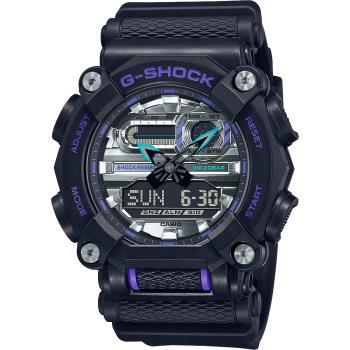 CASIO 卡西歐 G-SHOCK 工業風金屬光雙顯計時手錶-黑X銀(GA-900AS-1A)