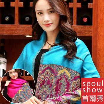 Seoul Show首爾秀 荼蘼花語 棉質編織保暖圍巾披肩