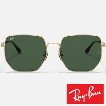 【RayBan 雷朋】時尚流行多邊型太陽眼鏡(黑金#3764-001/59)