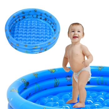 Colorland-充氣游泳池+打氣筒 加厚PVC球池 嬰幼兒童戲水池 沙池 三環圓形泳池(100CM)
