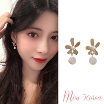 【MISS KOREA】韓國設計S925銀針小雛菊珍珠花朵造型耳環