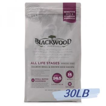 BLACKWOOD 柏萊富 功能性全齡 腸胃保健配方(鮭魚+糙米)30lb - BL44030_(狗飼料)