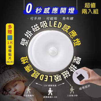 【KoNi】(兩入組)LED 無藍光磁吸感應燈(可磁吸/壁掛/人體感應/智慧燈泡/夜燈)