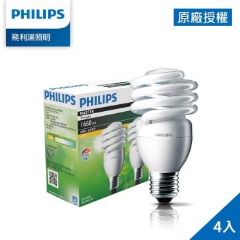 Philips 飛利浦 24W 螺旋省電燈泡-黄光2700K 4入裝 (PR920)