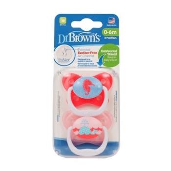 美國Dr Browns 布朗博士功能性安撫奶嘴0-6個月 粉 DBP12301