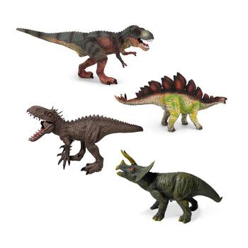 【孩子國】侏羅紀仿真可發聲恐龍模型套裝禮盒(霸王龍、暴龍、劍龍、三角龍)