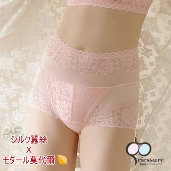 【RIESURE】日本無痕限定- 日國新研發 蠶絲莫代爾 中腰蕾絲骨盆塑形美臀褲/粉