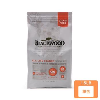 美國BLACKWOOD柏萊富-天然寵糧無穀全齡低敏挑嘴配方(鮭魚+豌豆)15LB(6.8KG)