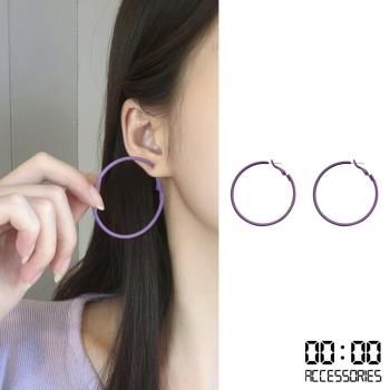 【00:00】韓國設計S925銀針個性復古紫色大圈圈耳環 (3款任選)