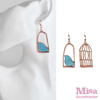 【MISA】歐美時尚復古風不對稱鳥籠造型耳環 (3款任選)