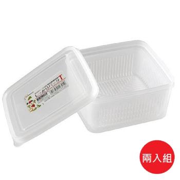 日本製 Nakaya K230 方型保鮮盒 (內附瀝網) 1,100mL 2入組