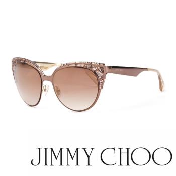 【JIMMY CHOO】時尚造型太陽眼鏡 貓眼設計(棕金SENZQH-GO)