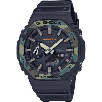 CASIO 卡西歐 G-SHOCK 農家橡樹 街頭軍事系列八角電子錶-迷彩綠(GA-2100SU-1A)