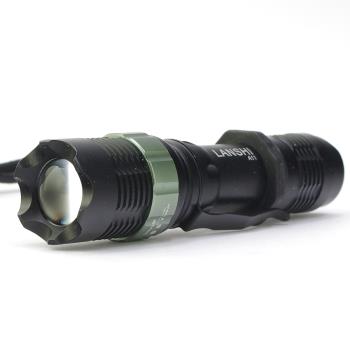 LANSHI郎氏PMMA變焦透鏡鋁合金CREE XRE-Q5 LED強光手電筒A11(250流明/高低閃3檔/有效射程250公尺)