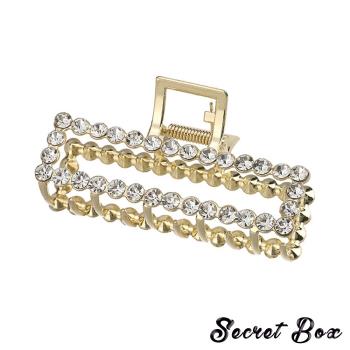 【SECRET BOX】韓國設計華麗珍珠水鑽金色鯊魚爪夾 髮夾 (2款任選)