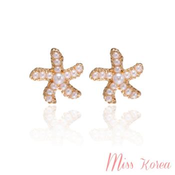 【MISS KOREA】迷你珍珠鑲嵌海星造型耳釘