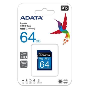 ADATA 威剛 64GB 100MB/s SDXC UHS-I U1 C10 V10 記憶卡