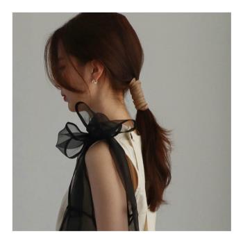 梨花HaNA 韓國凹造型極簡小文青．皮革髮繩束髮帶日系可塑形綁髮髮圈
