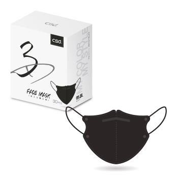 【CSD中衛】醫療口罩-3D立體-酷黑1盒入-鬆緊耳帶(30入/盒)