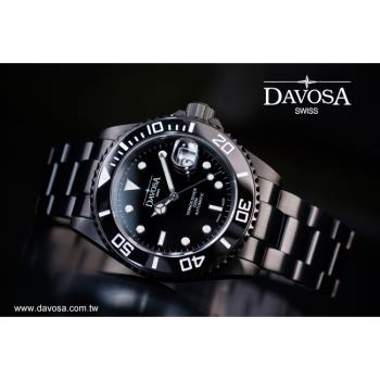 DAVOSA 161.600.55 DLC 黑水鬼黑碳陶瓷200米潛水腕錶-40mm