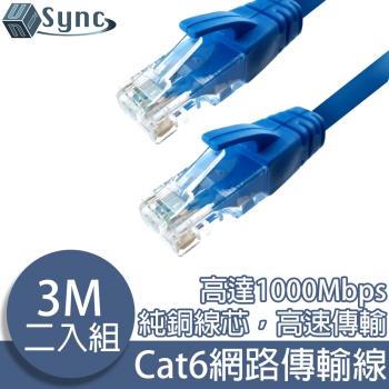 UniSync Cat6超高速乙太網路傳輸線 3M/2入