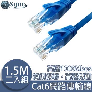 UniSync Cat6超高速乙太網路傳輸線 1.5M/2入