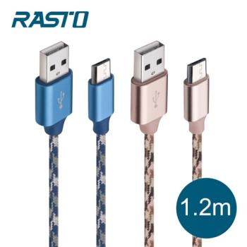 【買一送一】RASTO RX2 Micro USB 鋁製迷彩充電傳輸線1.2M