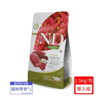 Farmina法米納-天然藜麥無榖貓用泌尿道保健-鴨肉蔓越莓 1.5kg (QC-5)(下標*2送寵物零食1包)
