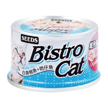 SEEDS惜時_Bistro Cat特級銀貓餐80g(鮪魚+吻仔魚)24罐組_(貓罐頭)
