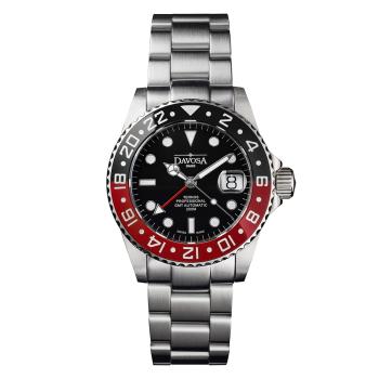 DAVOSA 161.571.90 神秘黑艷紅雙色水鬼王 TT GMT雙色雙時區陶瓷圈200M潛水錶-黑潛水鋼帶款42mm