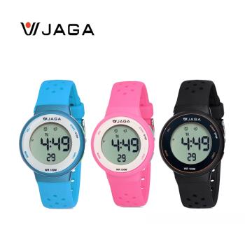 JAGA 捷卡 M1214 兒童簡約圓形液晶顯示多功能防水運動型電子錶