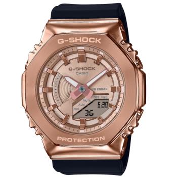CASIO G-SHOCK 經典玫瑰金八角形金屬殼運動腕錶 GM-S2100PG-1A4