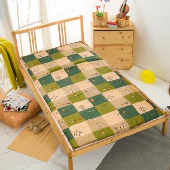 Carolan 格子趣味-綠 冬夏兩用折疊床墊(單人3尺) 