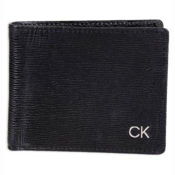 CK 2021男時尚CK標黑色壓紋雙折皮夾