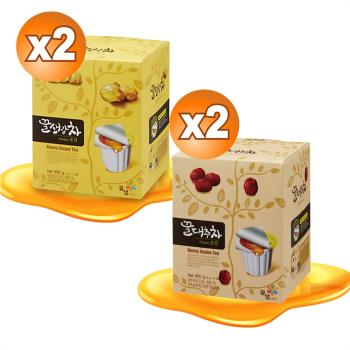 【韓味不二】4盒組 花泉蜂蜜薑母茶球(30g*15入)*2盒+花泉蜂蜜紅棗茶球(30g*15入)*2盒-韓國進口