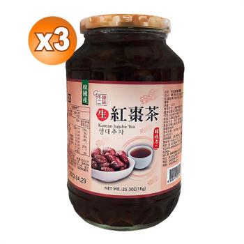 【韓味不二】3罐組-生紅棗茶1kg-韓國進口