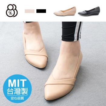 【88%】MIT台灣製 舒適乳膠鞋墊 3.5cm跟鞋 優雅氣質鞋底金邊 皮革楔型尖頭包鞋 OL上班族 婚禮鞋
