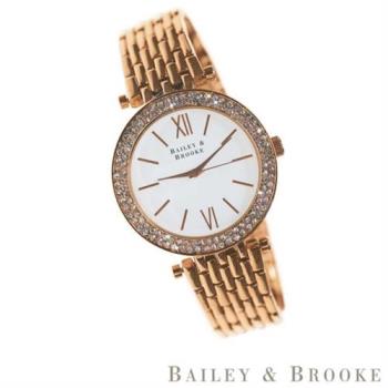 【Bailey & Brooke】愛爾蘭精品 頂級水晶鑽手錶 玫瑰金(116412)