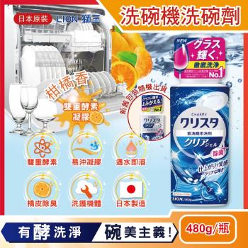 日本LION獅王 CHARMY洗碗機專用雙重酵素凝膠洗碗精清潔劑(柑橘香)480g/瓶