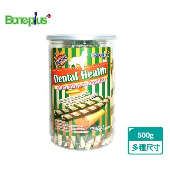 Bone Plus 綜合雙色潔牙軟笛酥罐裝500G(狗零食、狗潔牙、耐咬、寵物潔牙、寵物零食)