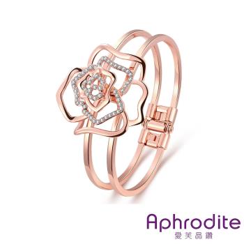 【Aphrodite 愛芙晶鑽】縷空玫瑰線條美鑽造型手環
