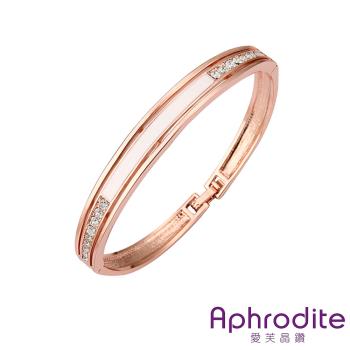 【Aphrodite 愛芙晶鑽】簡約方塊滴釉美鑽造型手環(白色)