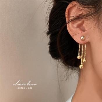 《Caroline》韓國熱賣東大門金球流蘇金屬感設計百搭時尚耳環73015