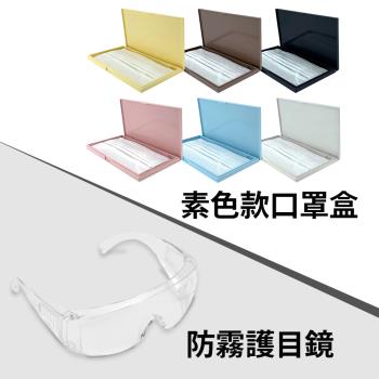 科技奈米銀離子抗菌口罩隨身盒+台灣製造 全透明防霧 防塵 防飛沫 安全護目鏡