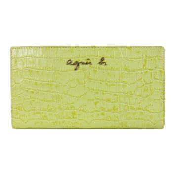agnes b. 鱷魚壓紋卡片長夾(黃)