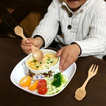 SPICE 日本雜貨 PETTIT MAMAN 兒童天然木頭叉子&amp;湯匙套組 7種造型